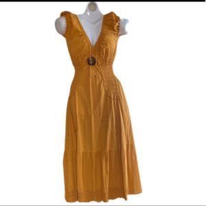 ☀️100% cotton peasant dress. Mustard.  Bohemian🌙✨on sale!